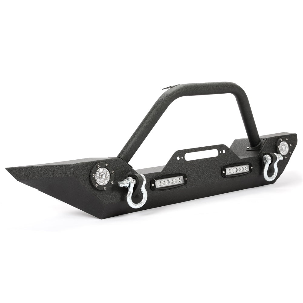 MR.GOP - Parachoques delantero para Jeep Wrangler JK 2007-2018, con luces LED