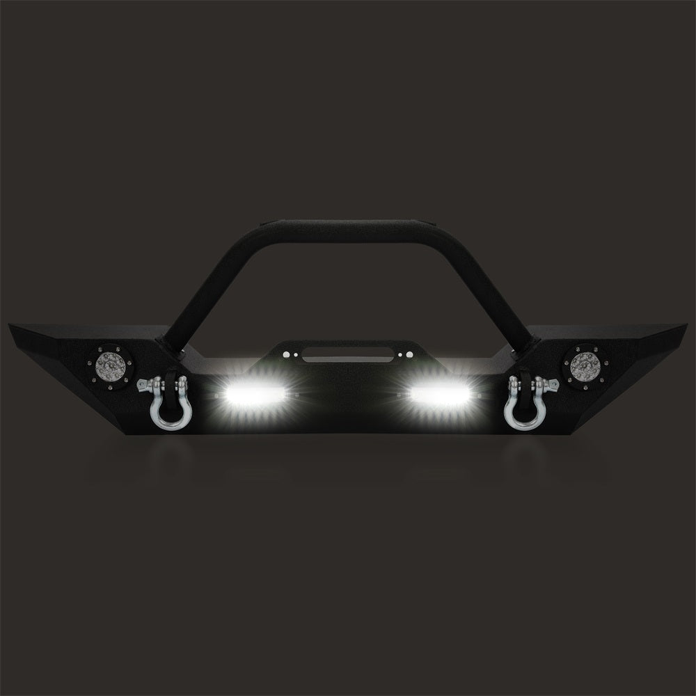 MR.GOP - Parachoques delantero para Jeep Wrangler JK 2007-2018, con luces LED