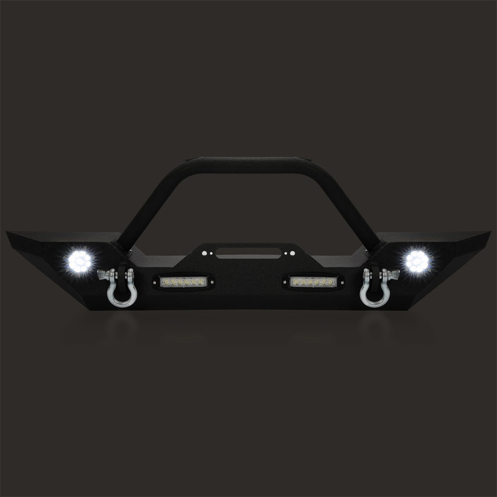 MR.GOP - Parachoques delantero para Jeep Wrangler JK 2007-2018, con luces LED