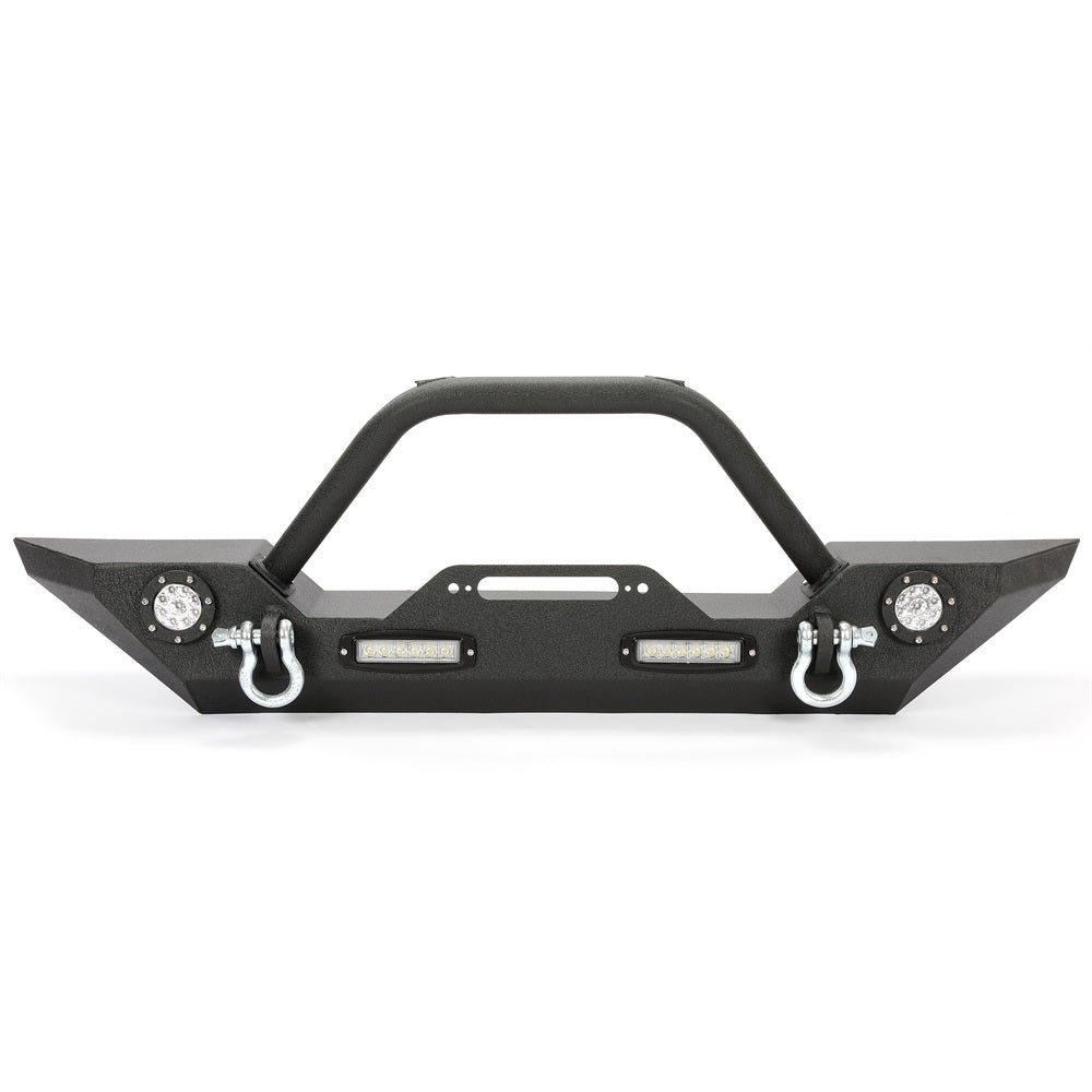 MR.GOP - Parachoques delantero para Jeep Wrangler JK 2007-2018, con luces LED